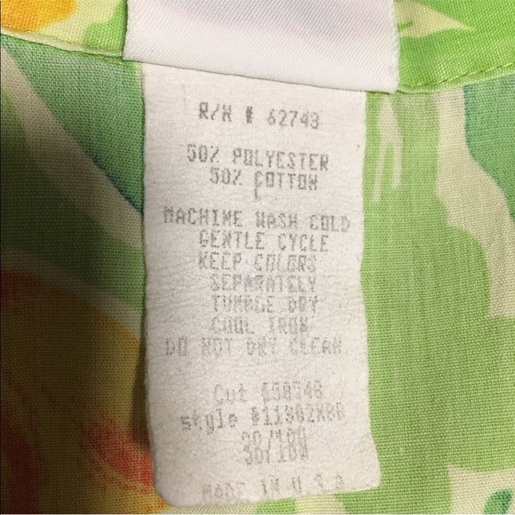 BOBBIE BROOKS PLUS BUTTON UP TOP 38 FLORAL TULIPS SHORT SLEEVE ARTSY PINK GREEN - Picture 5 of 7